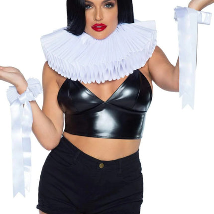 Deluxe Ruffle Collar and Wrist Cuffs- white