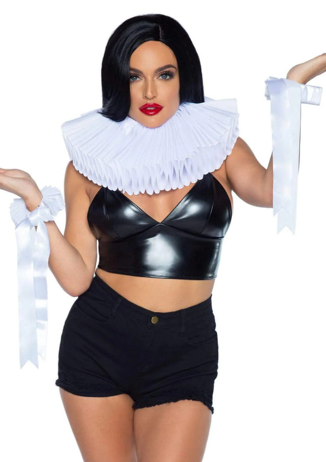 Deluxe Ruffle Collar and Wrist Cuffs- white