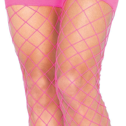 Ida Net Thigh High Stockings- pink, close up