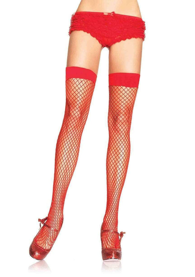 Dream Net Thigh High Stockings- red, front view