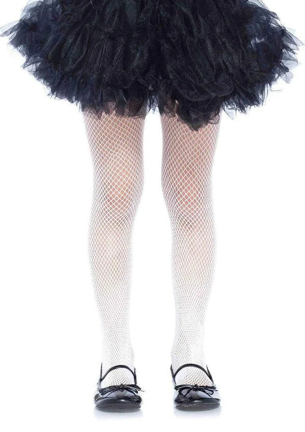 Children's White Fishnet Tights