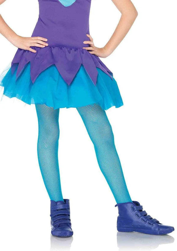 Children's Neon Blue Fishnet Tights