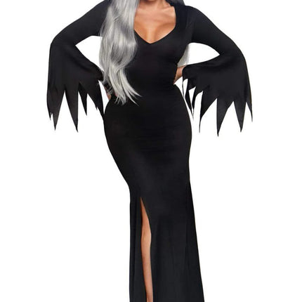 High Slit Floor Length Bodycon Gothic Dress- front view