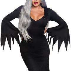 High Slit Floor Length Bodycon Gothic Dress- front view, up close