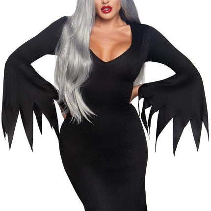 High Slit Floor Length Bodycon Gothic Dress- front view, up close