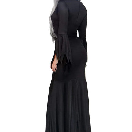 High Slit Floor Length Bodycon Gothic Dress- back view