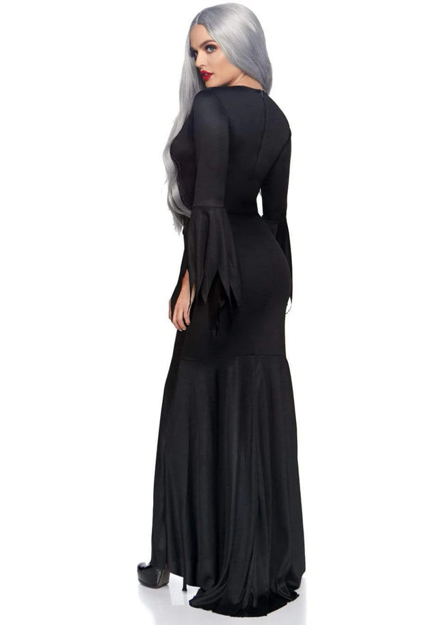 High Slit Floor Length Bodycon Gothic Dress- back view