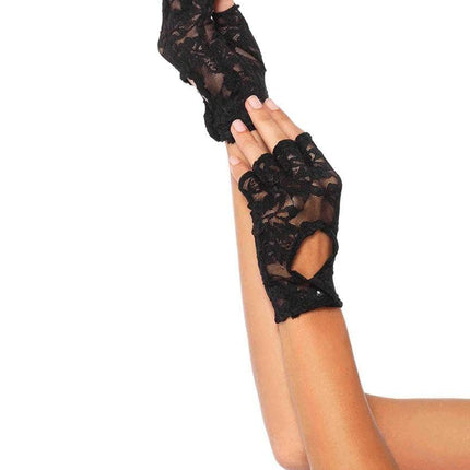 Black Keyhole Fingerless Gloves
