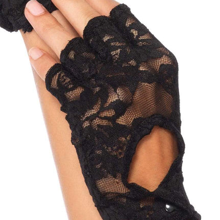Black Keyhole Fingerless Gloves