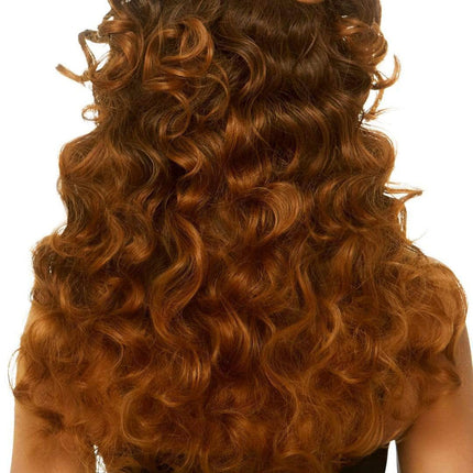 24" Long Curly Ponytail Wigs- brown, back view