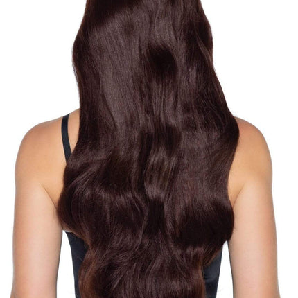 27" Long Wavy Wig- brown, back view