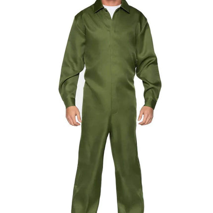 Men's Coveralls Jumpsuit- green, front view
