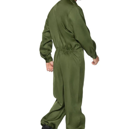 Men's Coveralls Jumpsuit- green, back view