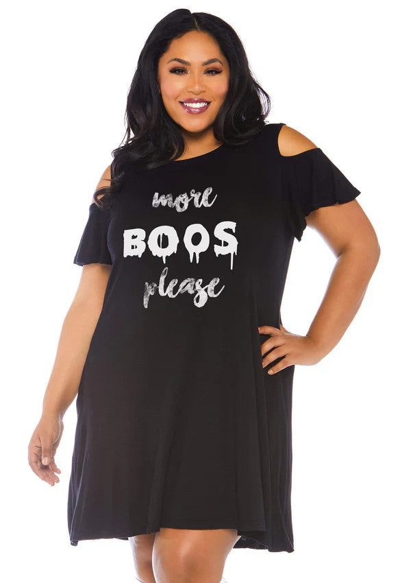 Plus More Boos Jersey Dress- front view