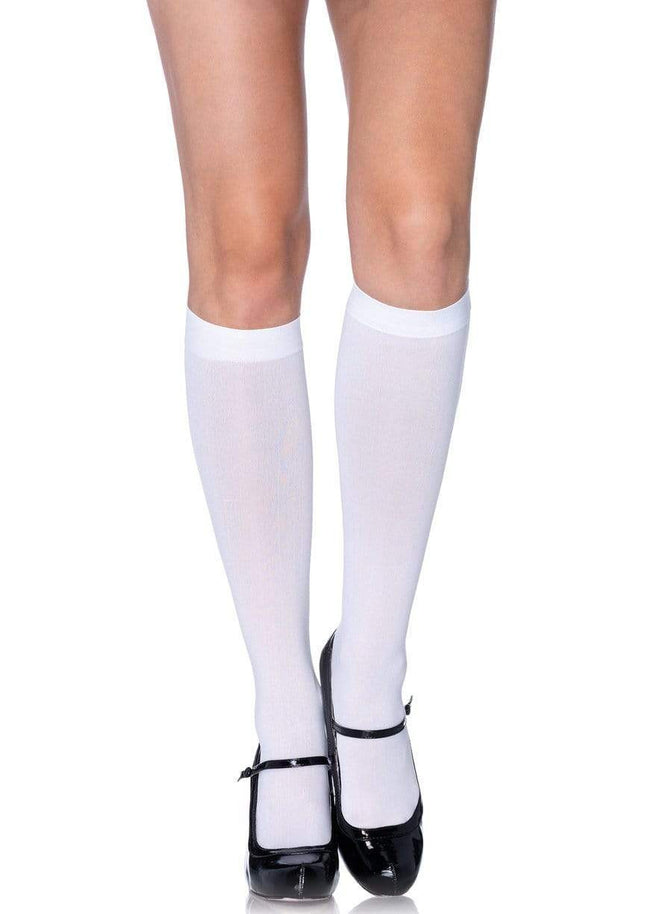 Winnie Opaque Knee High Socks- white