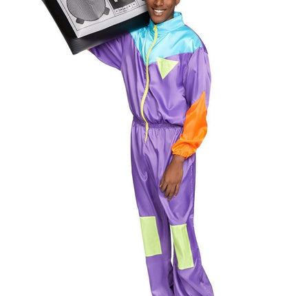 Men's 80s Track Suit Costume- side view, full body