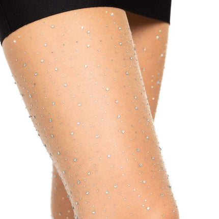 Petra Sheer Rhinestone Pantyhose- nude, close up