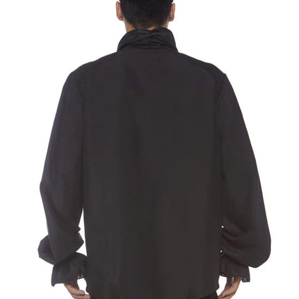 Men's Ruffle Front Shirt- black, back view
