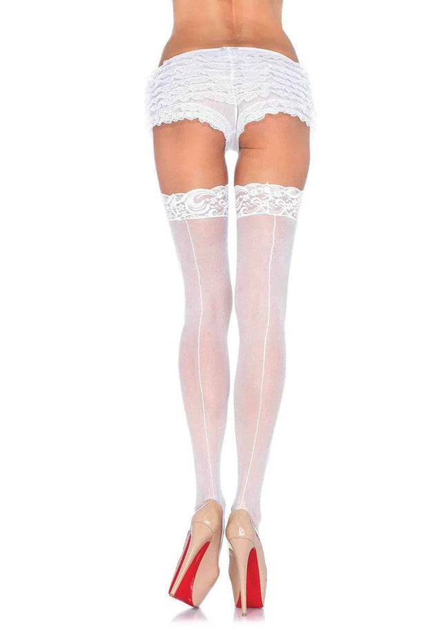 Nuna Sheer Thigh High Stockings- white