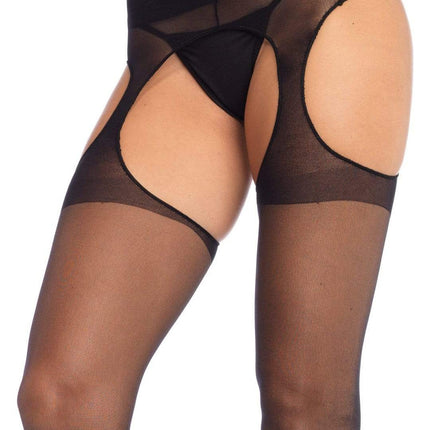 Eden Sheer Suspender Pantyhose- front view, close up