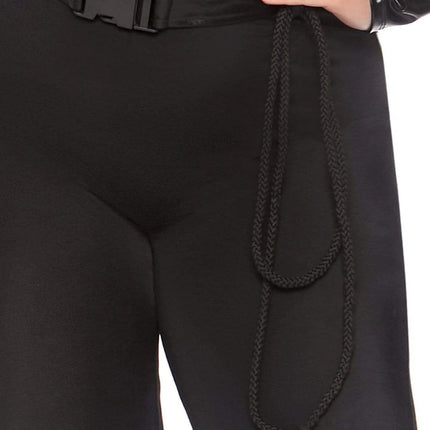 Plus Sultry Supervillain Costume- legs, up close