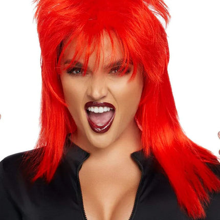21" Unisex Rockstar Wig- red, front view