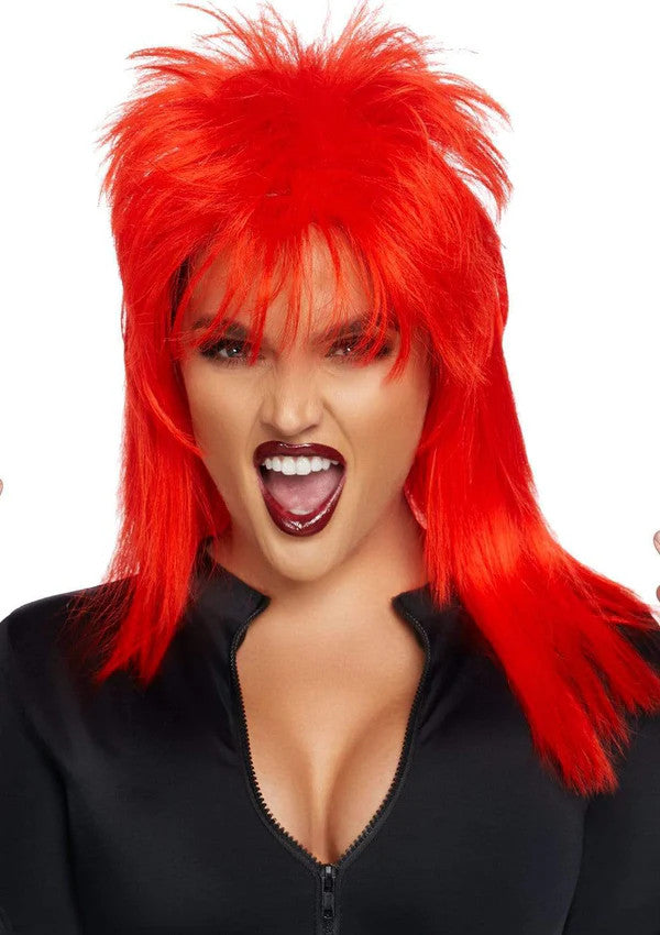 21" Unisex Rockstar Wig- red, front view