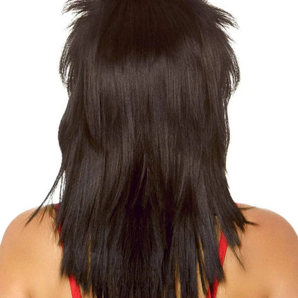 21" Unisex Rockstar Wig- black, back view