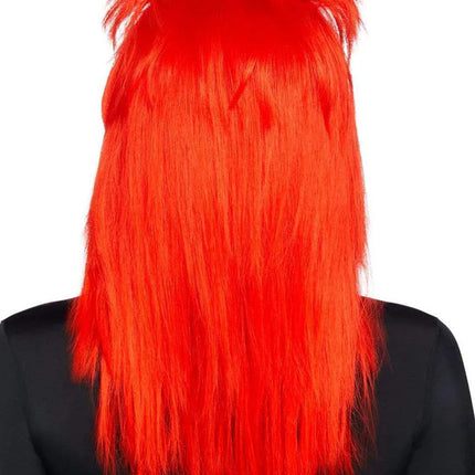 21" Unisex Rockstar Wig- red, back view