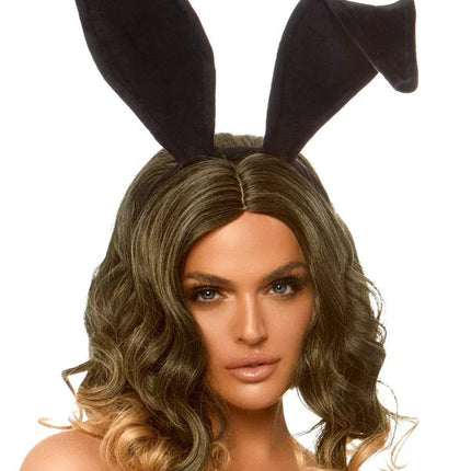Bendable Velvet Bunny Rabbit Ear Headbands- black