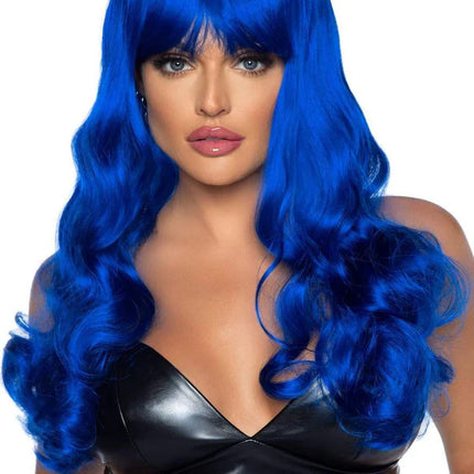 24" Wavy Wig with Bangs- blue