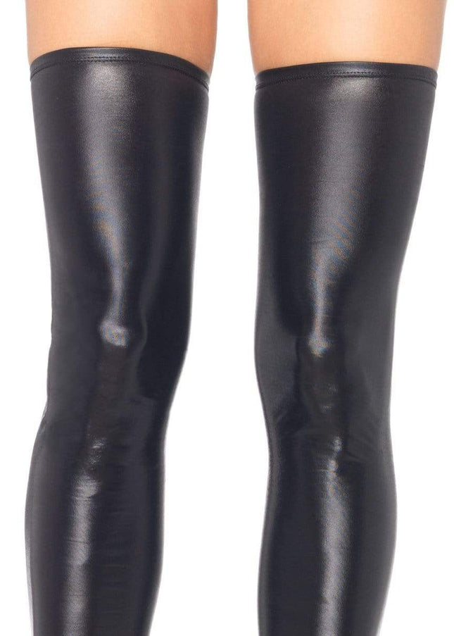 Zora Wet Look Thigh Highs- close up