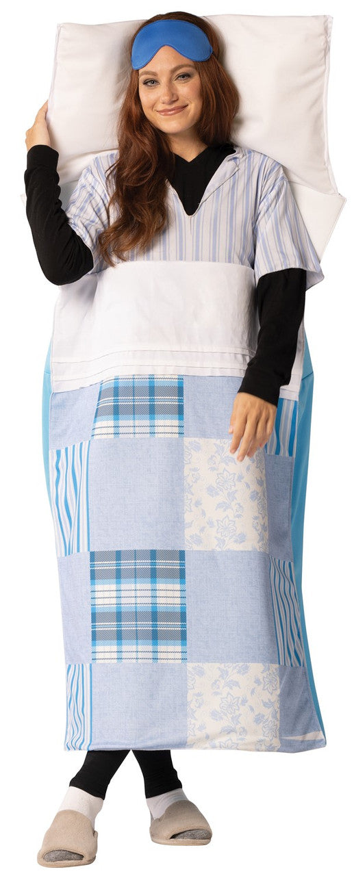 Sleeping Bed with Pillow & Comforter Adult Costume front view
