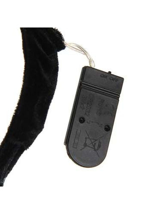 Light-Up Black Cat LumenEars Headband- up close battery pack