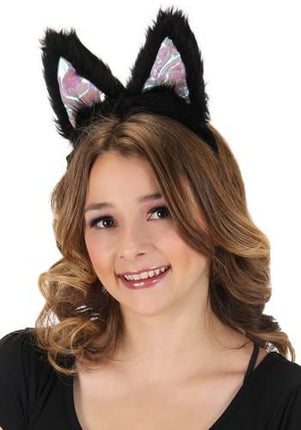 Light-Up Black Cat LumenEars Headband- worn by female model