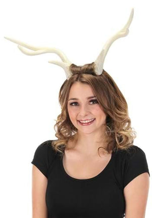 Light-Up Deer Antler White LumenHorns- worn by female model