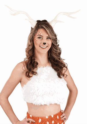 Light-Up Deer Antler White LumenHorns- glowing and not glowing gif