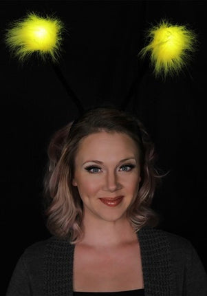 Light-Up Antennae LumenEars Headband- worn by model glowing