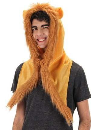 Lion Furry Plush Hood- worn by male model