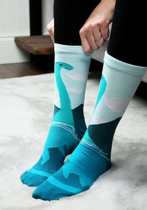 Loch Ness Monster Socks- worn by model 2