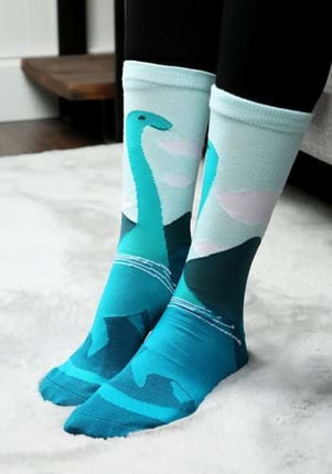 Loch Ness Monster Socks- worn by model