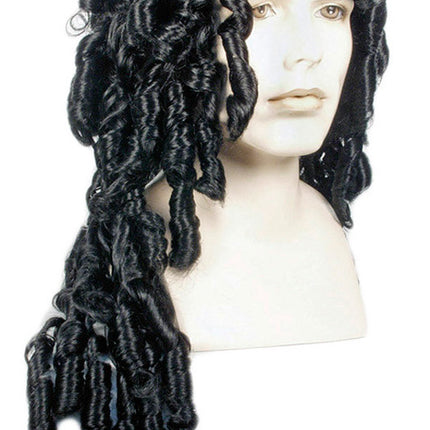 Long black wig with riglet curls