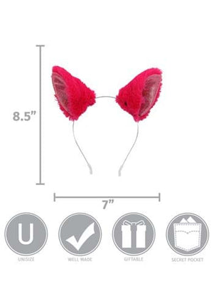 Magenta Anime Cat Ears Headband- measurements