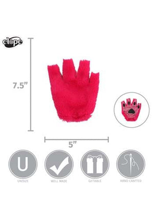 Magenta Anime Cat Fingerless Paw Gloves- measurements