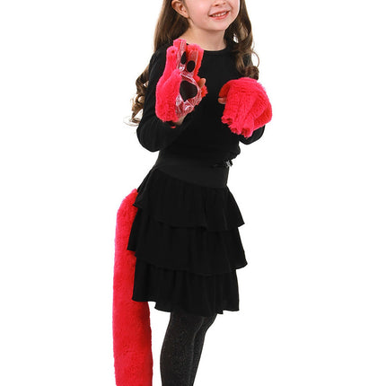 Magenta Anime Deluxe Cat Tail- worn by child model with other accessories