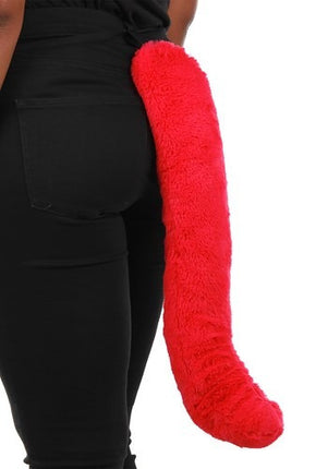 Magenta Anime Deluxe Cat Tail- worn by model up close