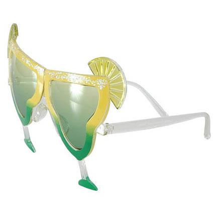 Yellow & Green Margarita Glasses- angled view