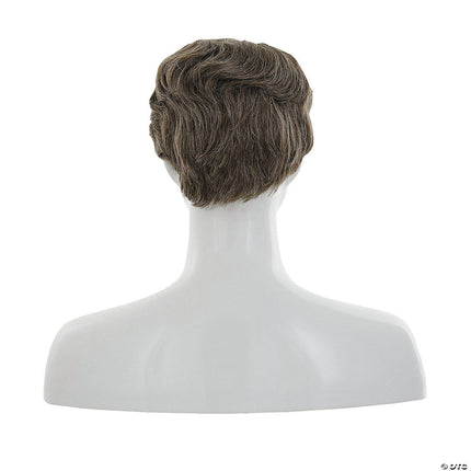 Mens Wavy Wigs- light brown grey, back view