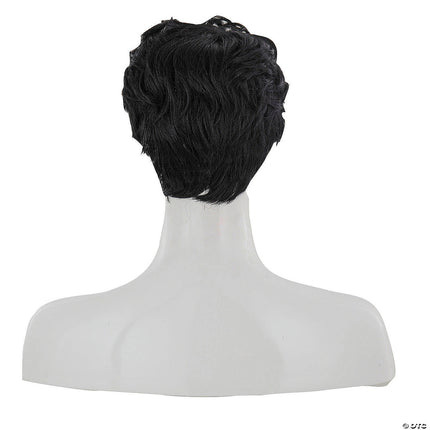 Mens Wavy Wigs- black, back view