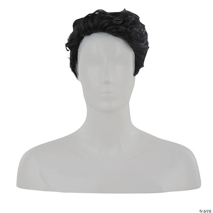 Mens Wavy Wigs- black, front view